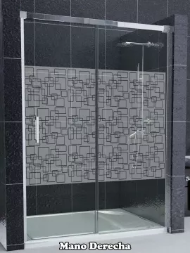 Mampara de ducha Frontal 1 fijo con 1 corredera Serigrafiado Paint - modelo Contract 2