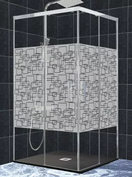 Mampara de ducha 2 fijos con 2 puertas correderas en vértice Paint - Serie 11