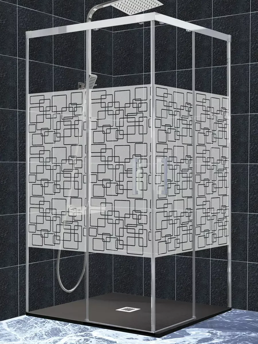 Mampara ducha en cromo 2 fijos + 2 puertas correderas ➤ Glasé GS100