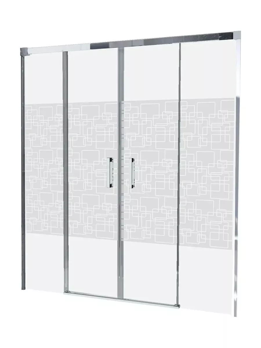 Mampara de ducha Frontal 2 fijos con 2 correderas serigrafía Paint - modelo Contract