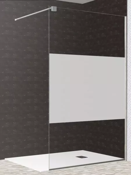 Mampara de ducha Fijo de 120 cm de ancho altura 195 cm serigrafía Cortesía - modelo Screen