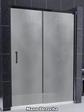 Mampara de ducha Frontal 1 fijo con 1 corredera New Glass perfil negro mate - modelo Contract 2