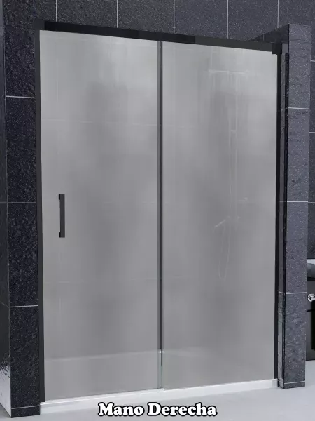 Mampara de ducha Frontal 1 fijo con 1 corredera New Glass perfil negro mate - modelo Contract