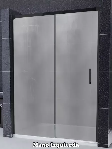 Mampara de ducha Frontal 1 fijo con 1 corredera New Glass perfil negro mate - modelo Contract