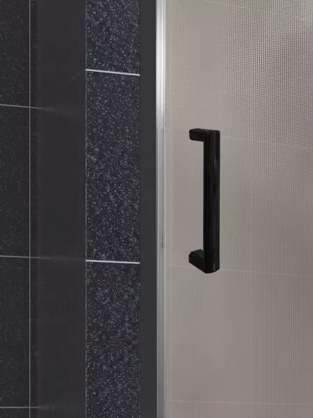 Mampara de ducha Frontal 1 fijo con 1 corredera New Glass perfil negro mate - modelo Contract