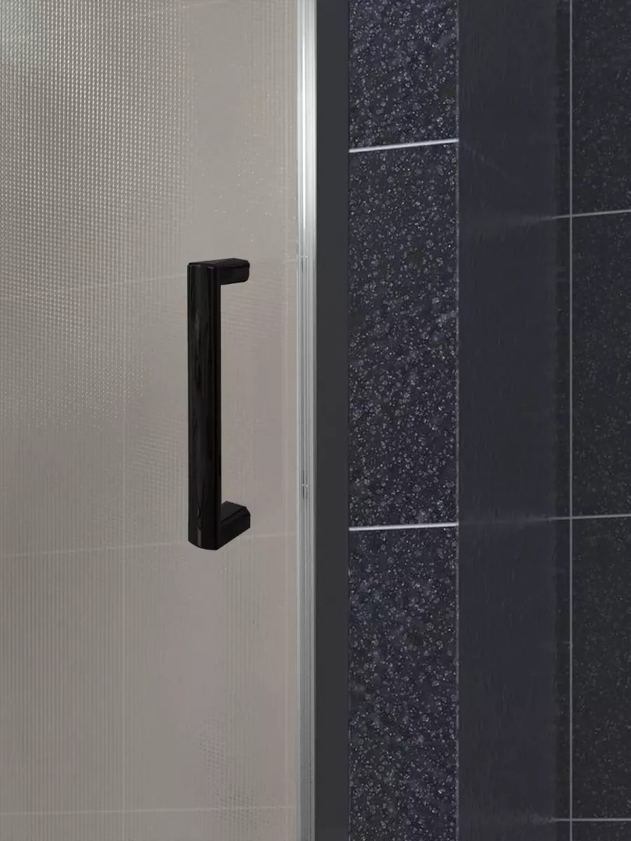 Mampara de ducha Frontal 1 fijo con 1 corredera mateado, perfil negro mate - modelo Contract