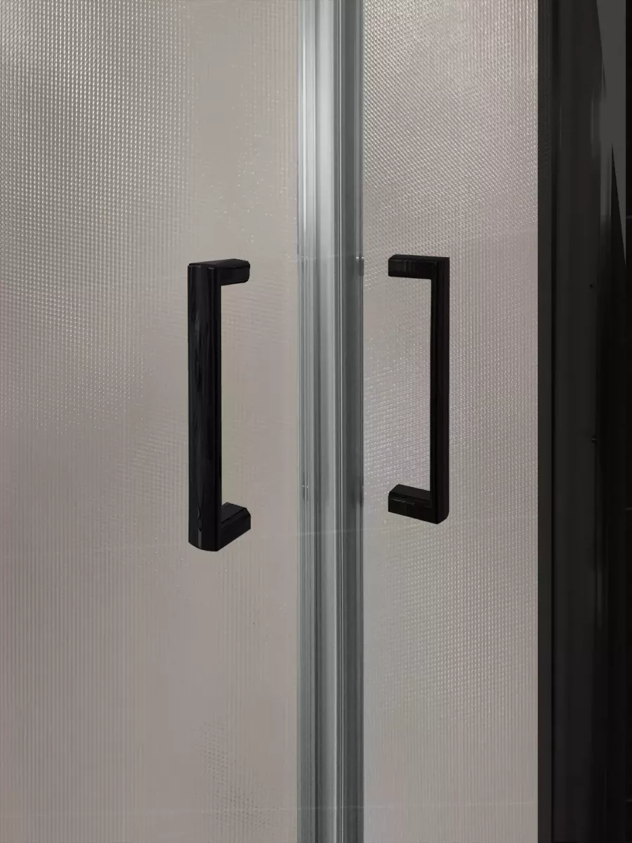 Mampara de ducha 2 fijos con 2 puertas correderas en vértice mateado perfil negro - modelo Contract