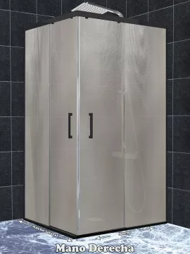 Mampara de ducha 2 fijos con 2 puertas correderas en vértice New Glass perfil negro - modelo Contract 2