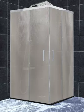 Mampara de ducha 2 fijos con 2 puertas correderas en vértice New Glass - Serie 11