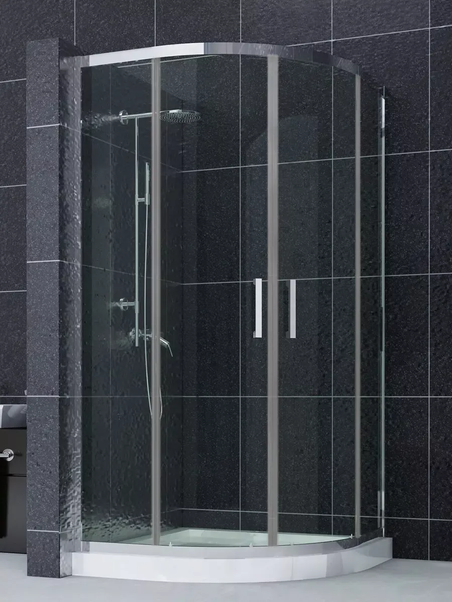 Mampara de ducha semicircular 2 puertas correderas y 2 fijos - Mamparas de  ducha a medida
