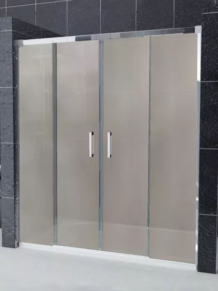 Mampara de ducha Frontal 2 fijos con 2 correderas cristal New Glass - modelo Contract