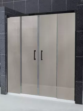 Mampara de ducha Frontal 2 fijos con 2 correderas New Glass perfil negro - Serie 11
