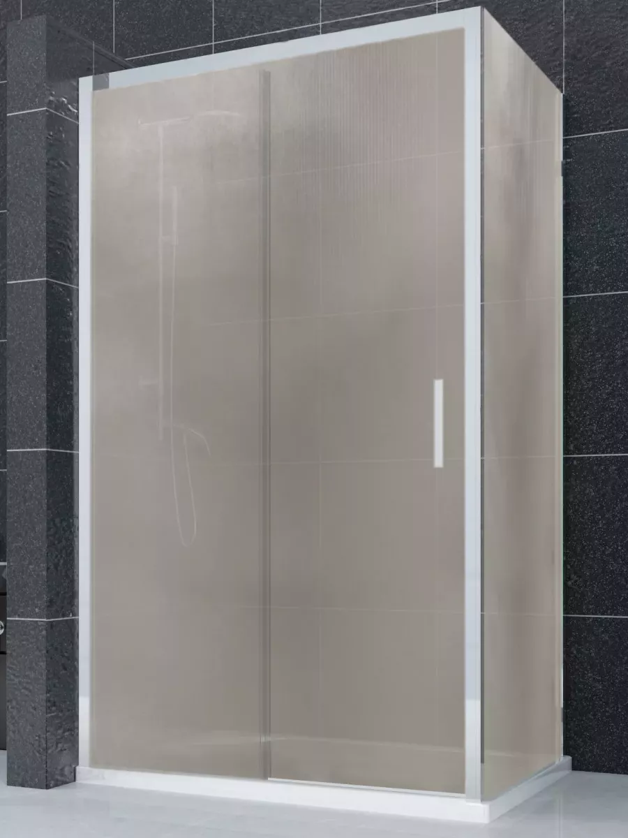 Mampara de ducha frontal 1 fijo con 1 corredera más un lateral fijo New Glass - Serie 3