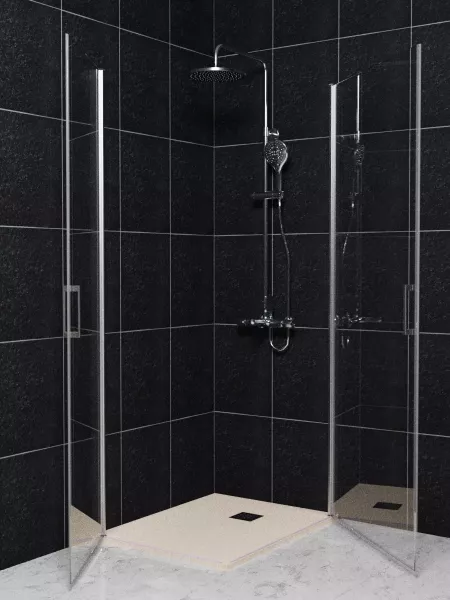 Mampara de ducha 2 puertas abatibles en vértice - modelo Open