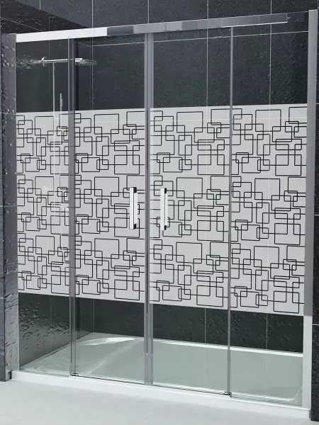 Mampara de ducha Frontal 2 fijos con 2 correderas serigrafía Paint - Serie 3