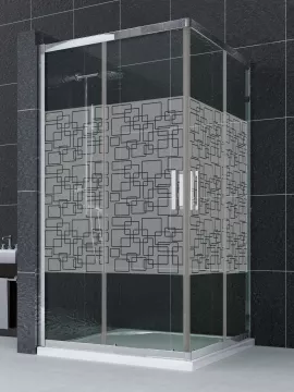 Mampara de apertura en vértice con serigrafía Paint