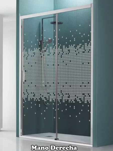 Mampara de ducha Frontal 1 fijo con 1 corredera decorado cuadros Antical gratis - modelo Norman