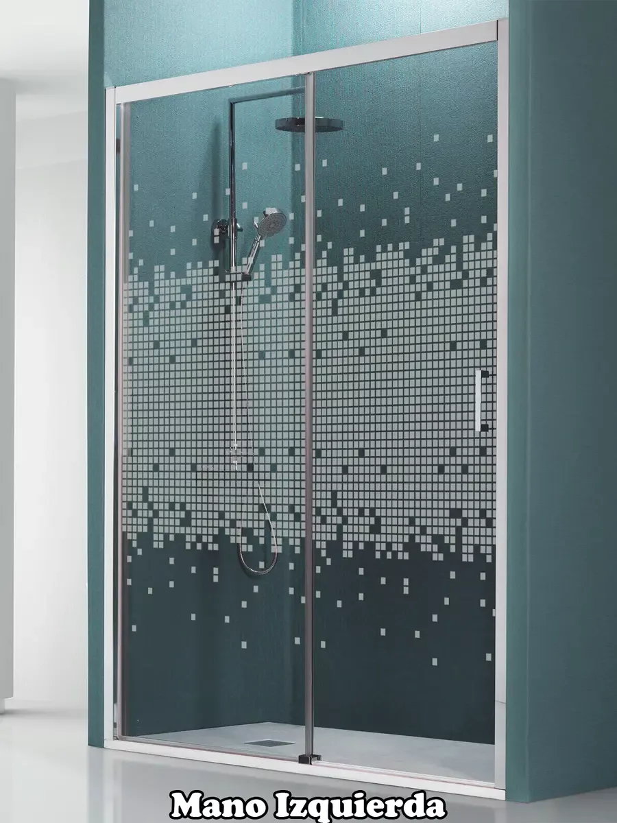 Mampara de ducha Frontal 1 fijo con 1 corredera decorado cuadros Antical gratis - modelo Norman