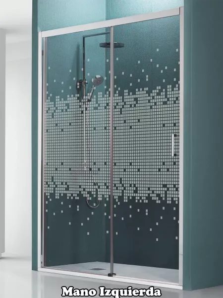 Mampara de ducha Frontal 1 fijo con 1 corredera decorado cuadros Antical gratis - modelo Norman