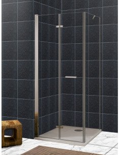 Mampara en vértice puerta plegable con lateral fijo - modelo Zen