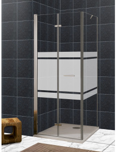 Mampara en vértice puerta plegable con lateral fijo - modelo Zen 2