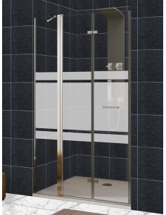 Mampara frontal puerta plegable con fijo en línea, cierre a pared - modelo Zen 2