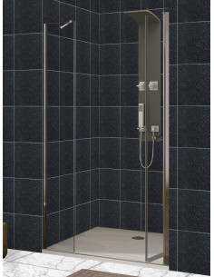 Mampara frontal puerta plegable con fijo en línea, cierre a al fijo - modelo Zen 2