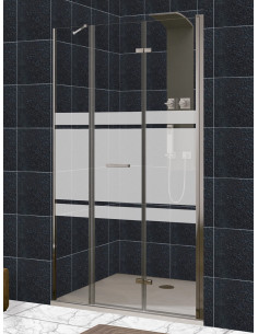 Mampara frontal puerta plegable con fijo en línea, cierre a al fijo - modelo Zen 2