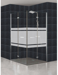 Mampara 2 puertas plegables en vértice plata brillo - modelo Zen 2