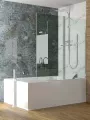Mampara de bañera fijo + abatible 150 cm de alto, 125 cm de ancho - Serie 7