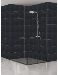 Mampara 2 puertas plegables en vértice negro mate - modelo Zen