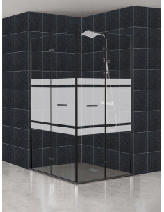 Mampara 2 puertas plegables en vértice negro mate - modelo Zen 2