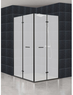 Mampara 2 puertas plegables en vértice negro mate - modelo Zen 2