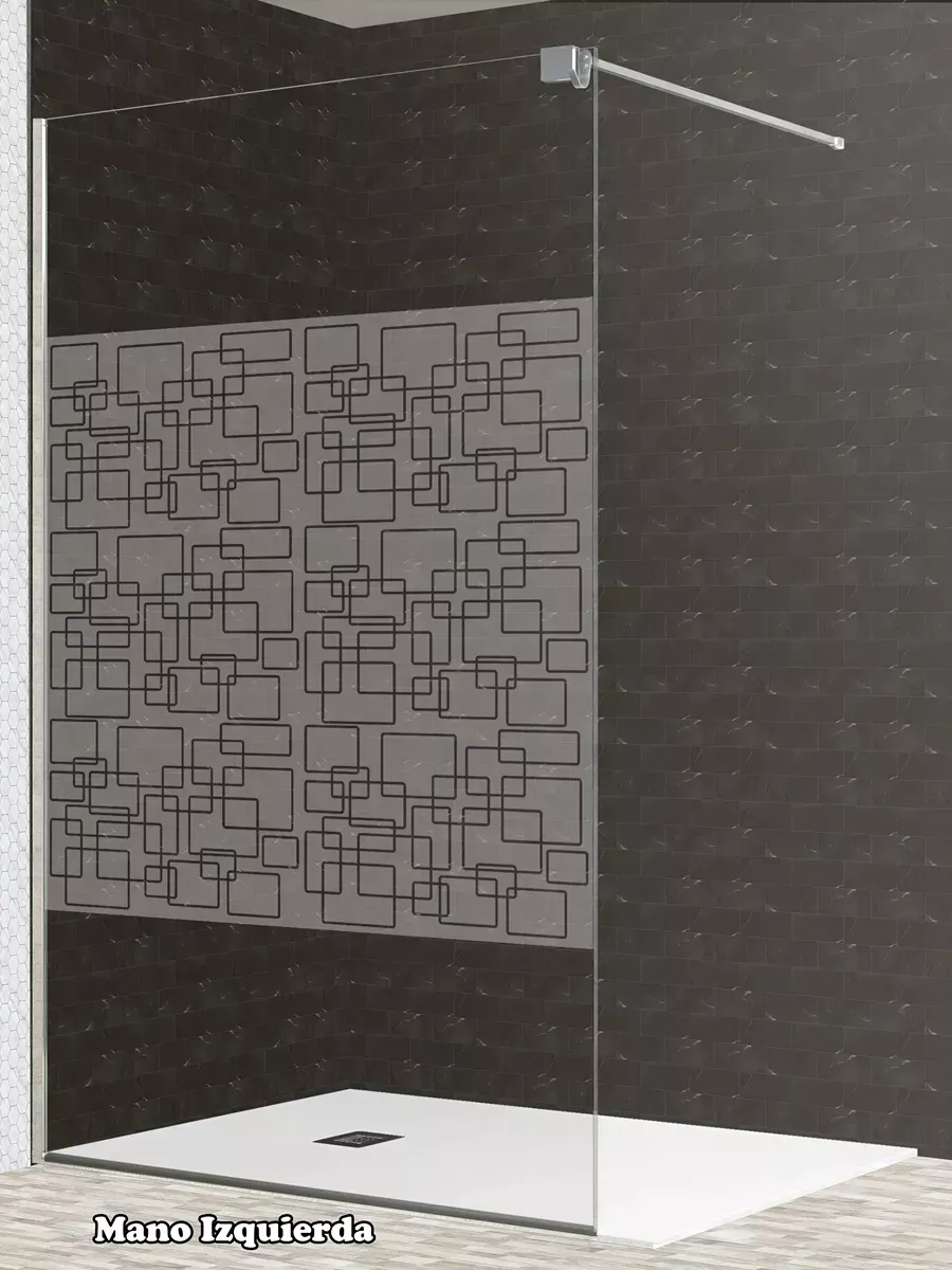 Mampara de ducha cristal fijo altura 195 cm serigrafía Paint con toallero - modelo Screen